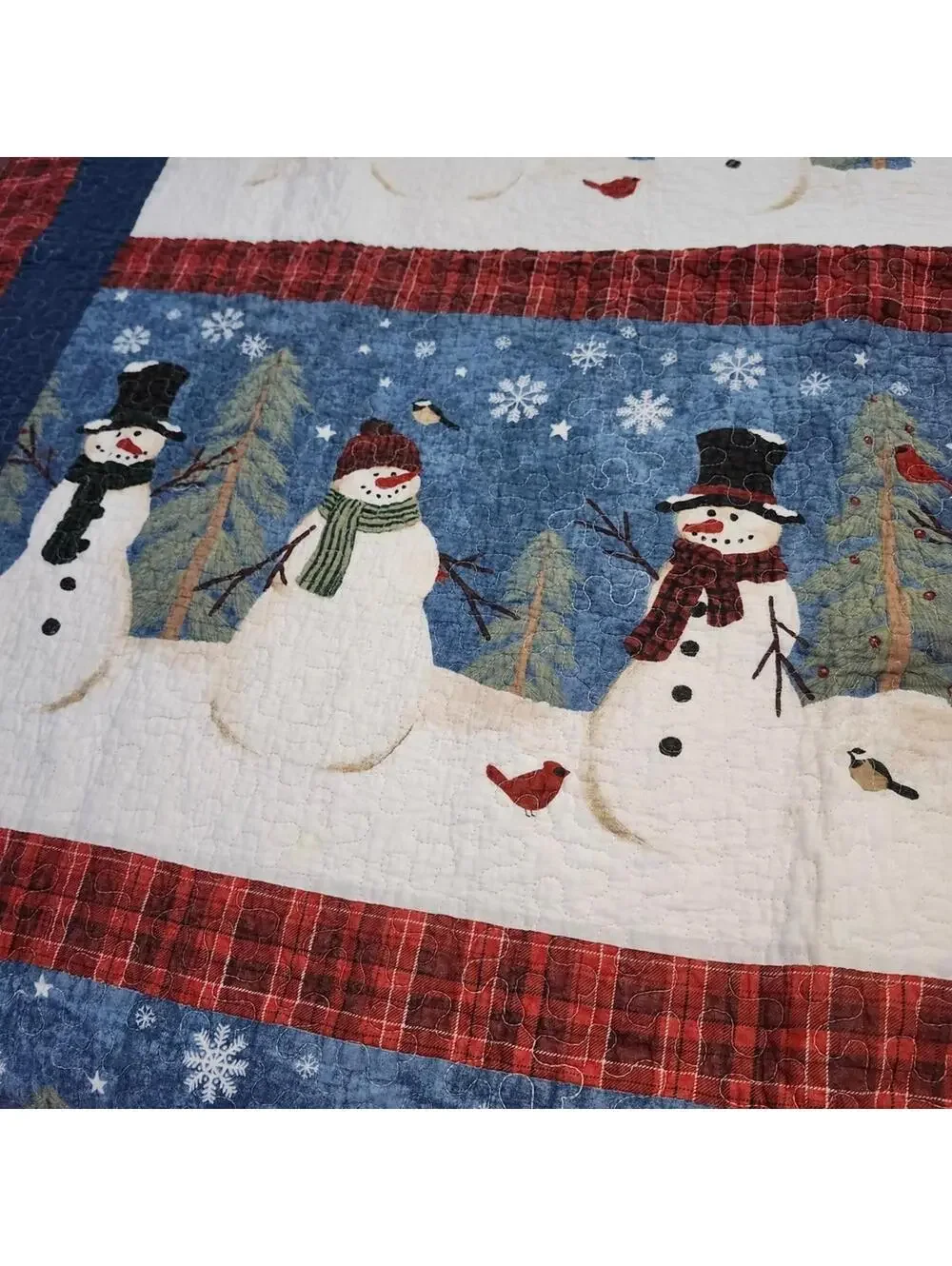 St. Nicholas Square Snowman Quilt Christmas Winter Holiday Cabin Decor w/ Shams